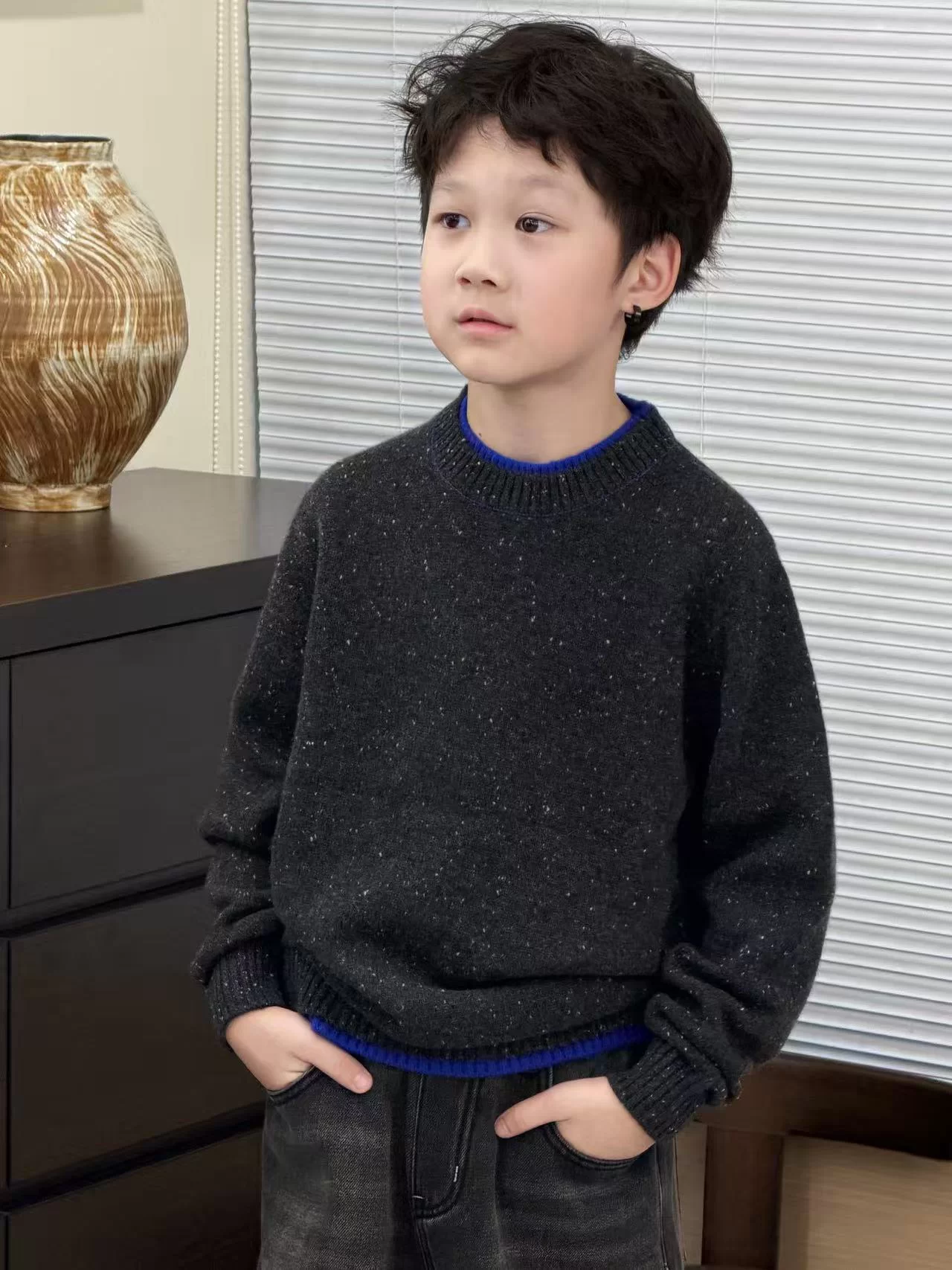 Double Layer Crew Neck Cashmere Jumper