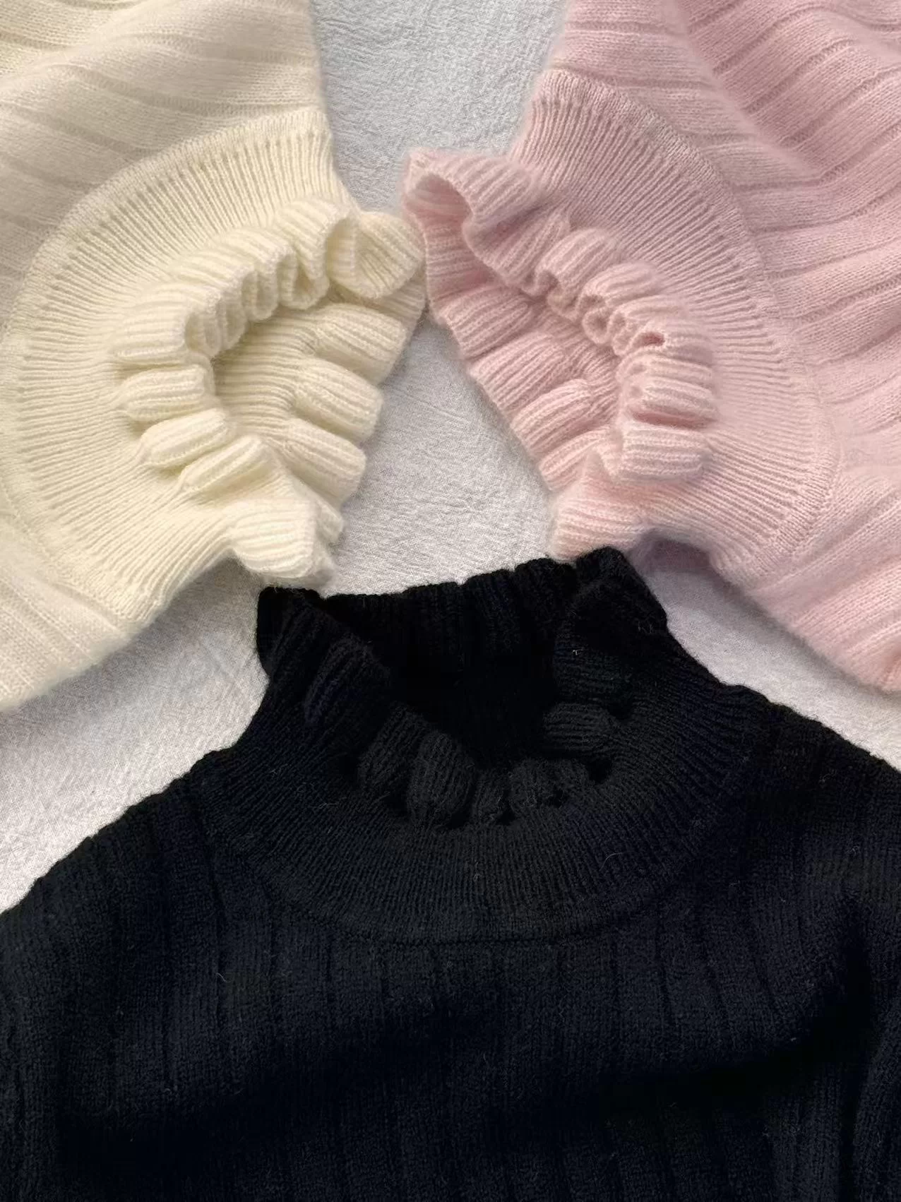 Ruffled Mock Neck Cashmere Jumper